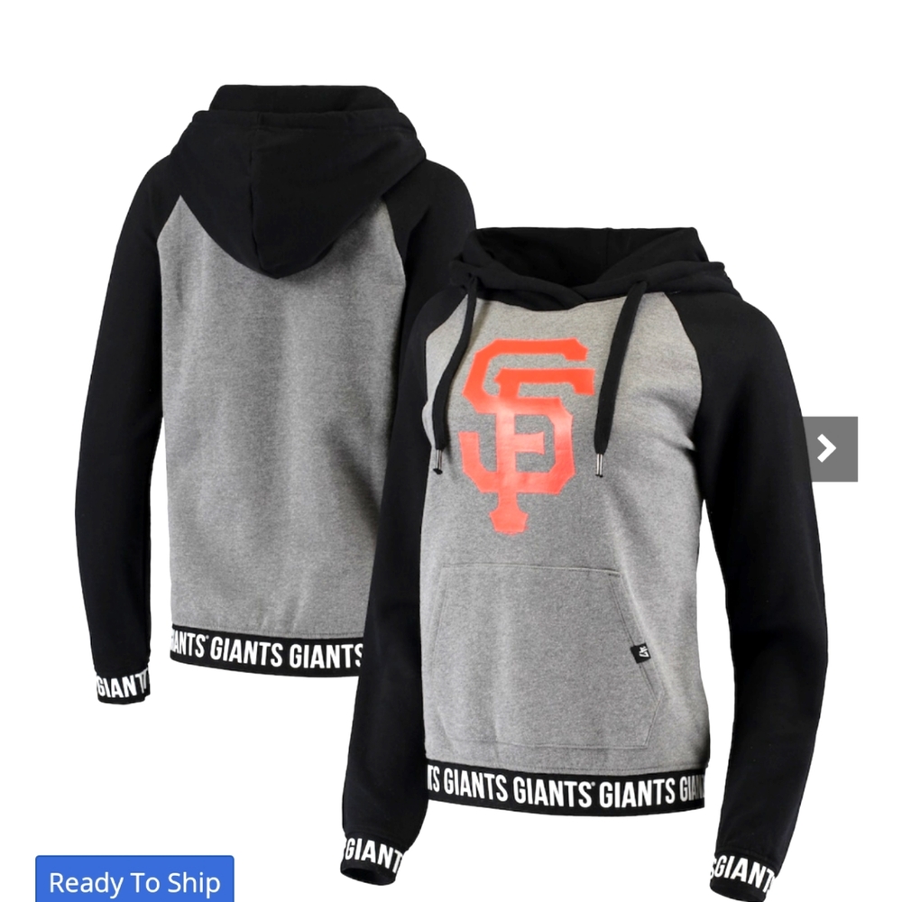 San Francisco Giants '47 Women's Band Raglan Pullover Hoodie - Gray/Black
